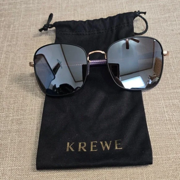 Krewe Sabine Sunglasses Black Rose Gold Square Metal Frames Grey Gradient Lens - Picture 1 of 5
